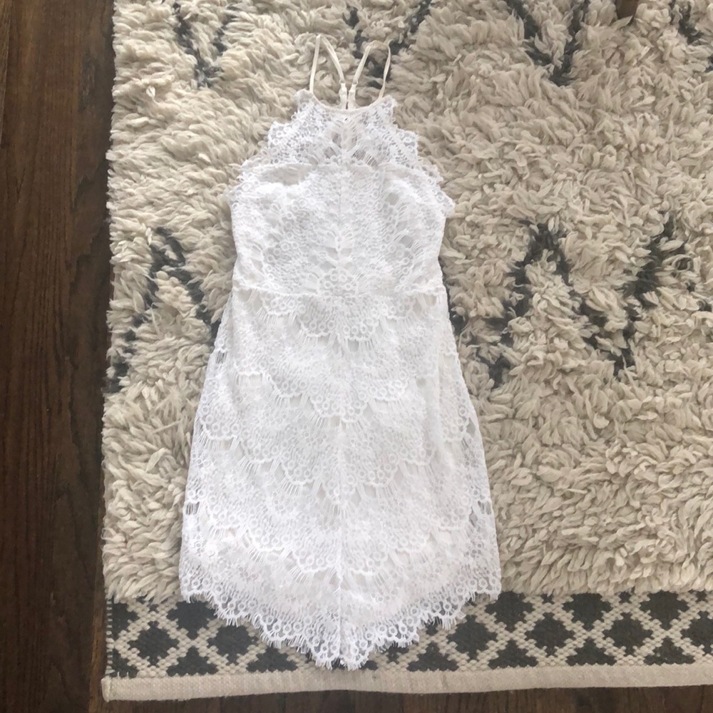 Free People Lace Mini Dress in white